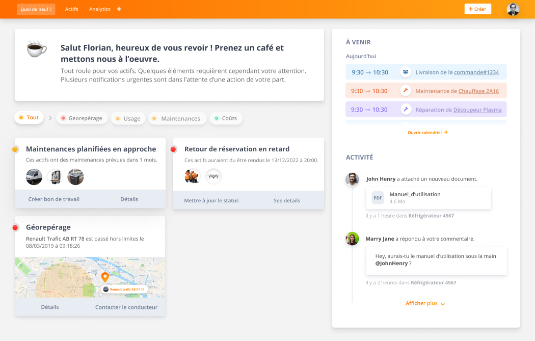 Screenshot of the what's up page of the web application